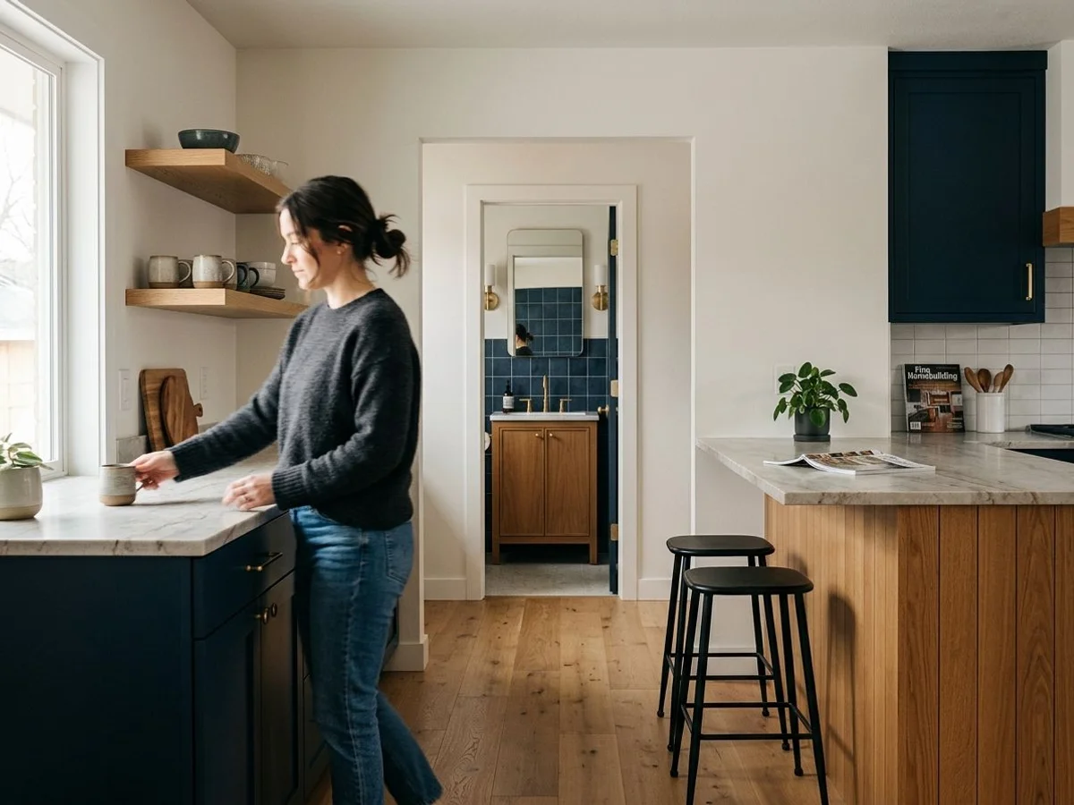 Cohesive kitchen and bath finishes in whole-home reno